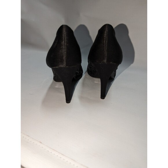 Adrianna Papell 9M Black Sequin Embellished Peep Toe Heels - Picture 2 of 6